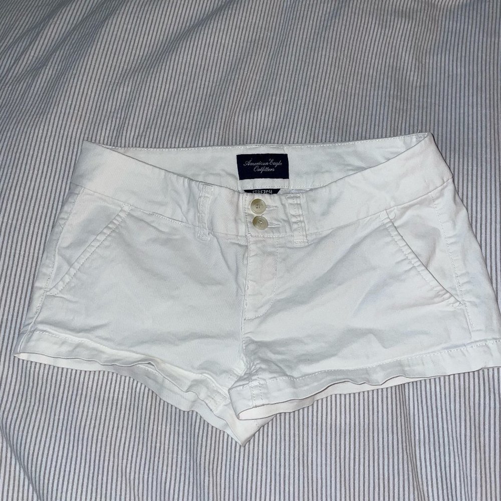 American Eagle White Stretch Jean/Denim Shorts Size 0